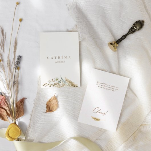 Carte de Mariage de bouquet séché romantique