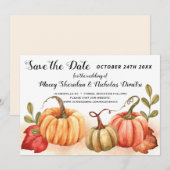 Carte de Mariage de Citrouilles d'Automne Save the (Devant / Derrière)