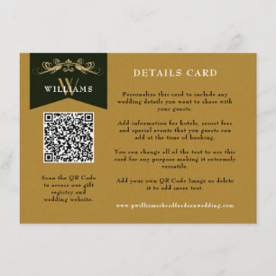 Carte de Mariage de code QR vintage Chic Gold