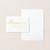 Carte de Mariage de date Gold Foil Réservé (Affichage)