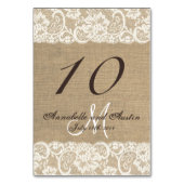 Carte de Mariage de dentelle de Burlap Rustique CH (Dos)