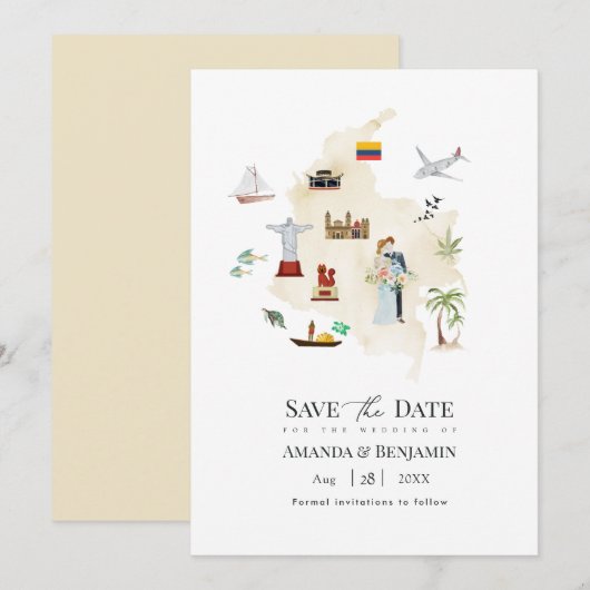 Carte de mariage de destination en Colombie (Devant / Derrière)
