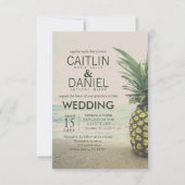 Carte de mariage de destination Pineapple Tropical (Devant)