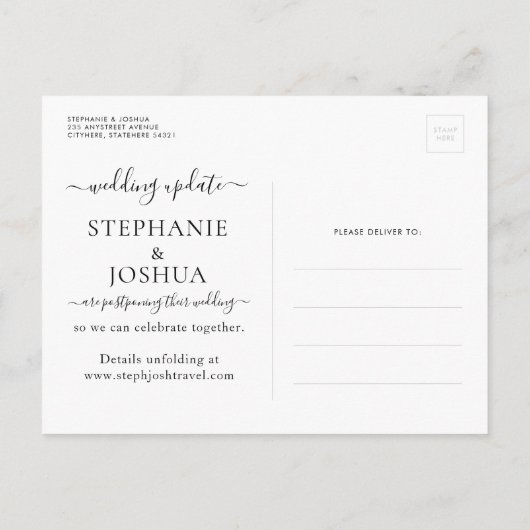 Carte de mariage de destination reportée reprogram (Dos)