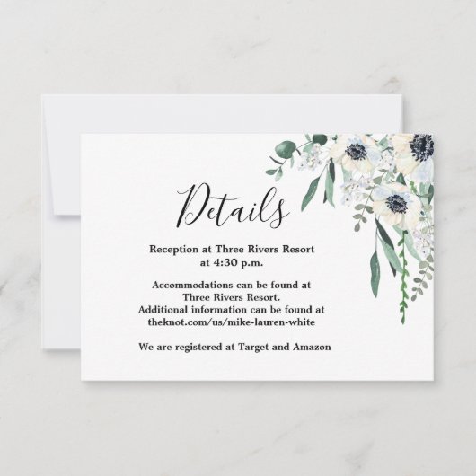 Carte de mariage de détails Anemone (Devant)