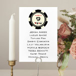 Carte de Mariage de jeton Las Vegas Poker Chip<br><div class="desc">Guidez vos invités à leur propre table avec ces amusantes cartes de sièges de poker noir,  blanc crème et rouge. Personnalisez le numéro de table et le nom de l'invité. Une partie de la collection Poker Chip.</div>