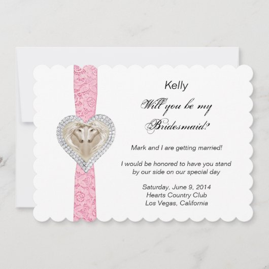 Carte de Mariage de la dentelle rose Unicorn (Devant)