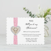 Carte de Mariage de la dentelle rose Unicorn (Debout devant)