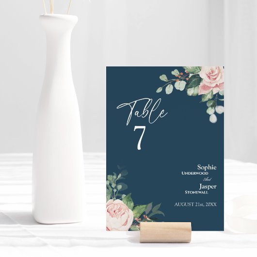 Carte de Mariage de la Marine Florale Blush