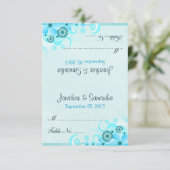 Carte de Mariage de la tente Florale Bleue Aqua (Debout devant)