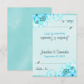 Carte de Mariage de la tente Florale Bleue Aqua (Devant / Derrière)