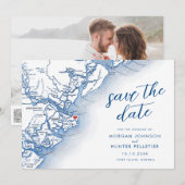 Carte de mariage de l'île moderne de Tybee Géorgie (Devant / Derrière)