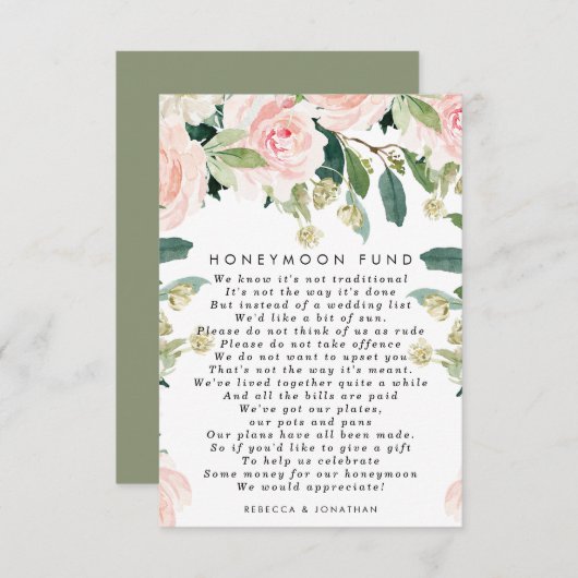 carte de mariage de lune de miel rose (Devant / Derrière)