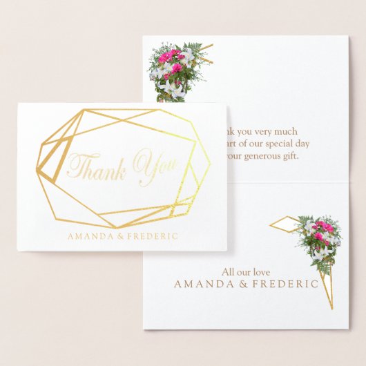 Carte de Mariage de MERCI à huile et à fleur géomé (Affichage)