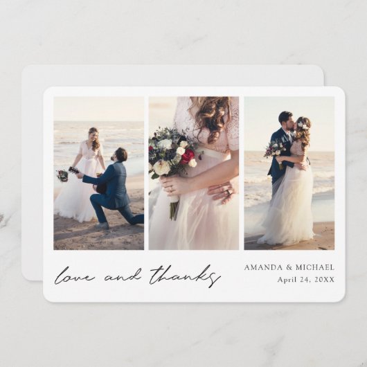 Carte de Mariage de Merci Collage Multiphoto perso (Devant / Derrière)