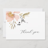 Carte de Mariage de Merci d'aquarelle douce Floral (Devant)