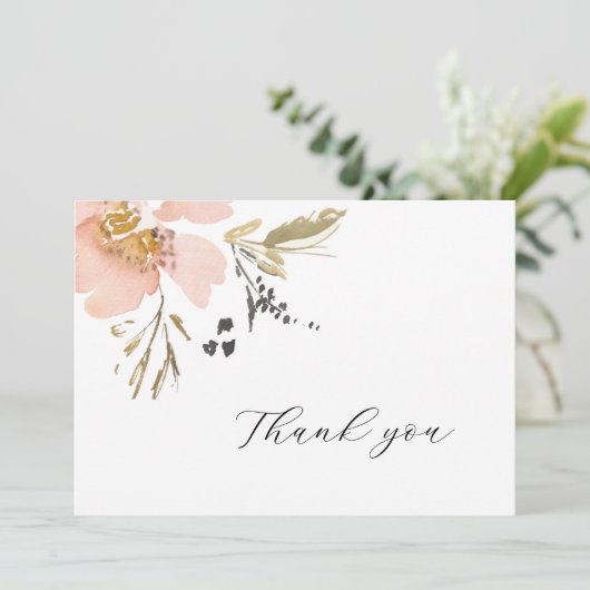 Carte de Mariage de Merci d'aquarelle douce Floral (Debout devant)