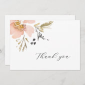 Carte de Mariage de Merci d'aquarelle douce Floral (Devant / Derrière)