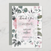 Carte de mariage de Merci de fleurs d'aquarelle ru (Devant / Derrière)