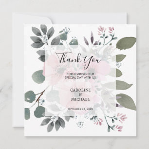 Carte de mariage de Merci de fleurs d'aquarelle ru