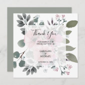 Carte de mariage de Merci de fleurs d'aquarelle ru (Devant / Derrière)