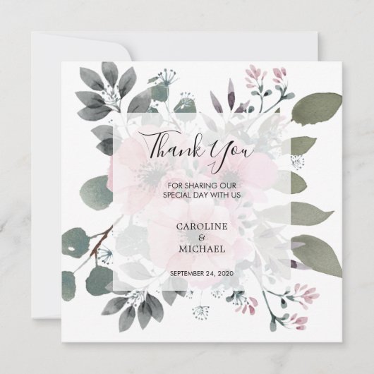 Carte de mariage de Merci de fleurs d'aquarelle ru (Devant)