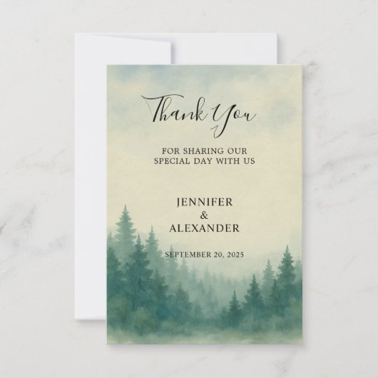 Carte de mariage de Merci de forêt de pins d'aquar (Devant)