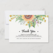 Carte de Mariage de Merci de tournesol rustique (Devant)