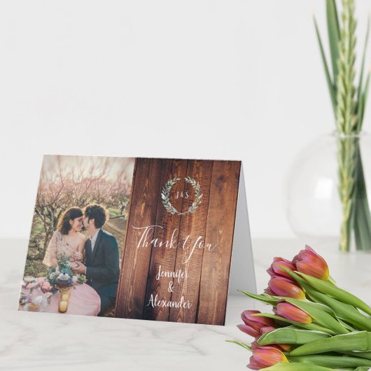 Carte de mariage de Merci feuille rustique