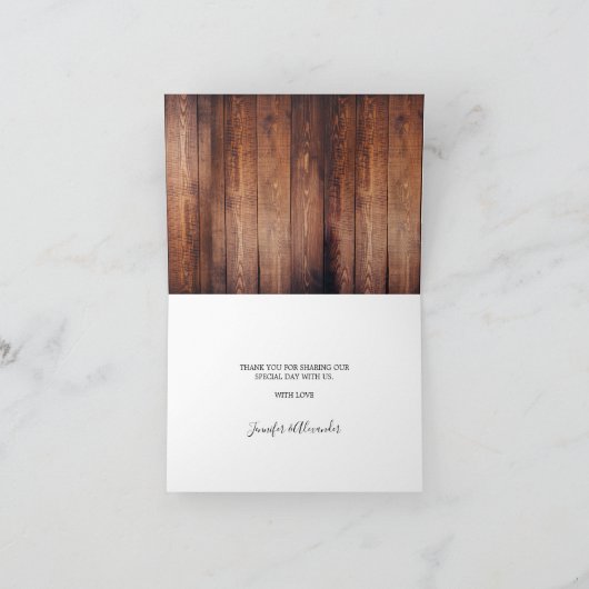 Carte de mariage de Merci feuille rustique (Intérieur)