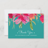 Carte de Mariage de Merci Floral Fuchsia Turquoise (Devant)
