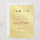 Carte de Mariage de Merci Floral Rustique Golden (Dos)