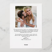 Carte de Mariage de Merci manuscrit (Verso)