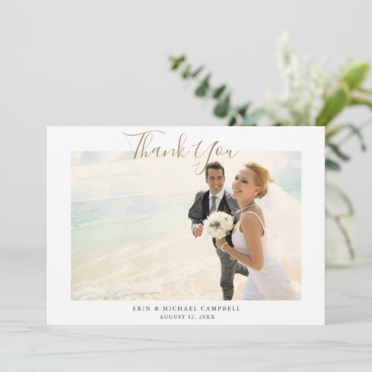 Carte de Mariage de Merci photo de script or moder (Debout devant)