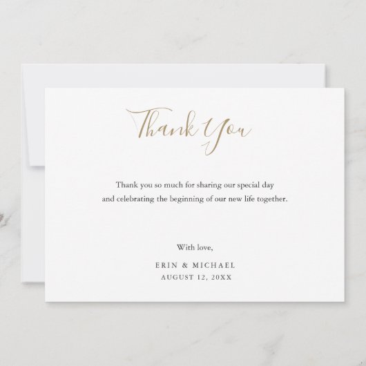 Carte de Mariage de Merci photo de script or moder (Dos)