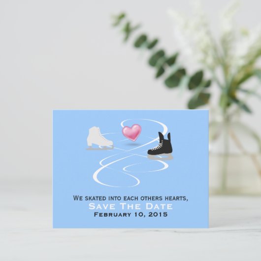Carte de mariage de patineurs sur glace à envoyer  (Debout devant)