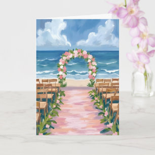 Carte de mariage de plage à fleurs aquarelle allée