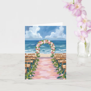Carte de mariage de plage à fleurs aquarelle allée