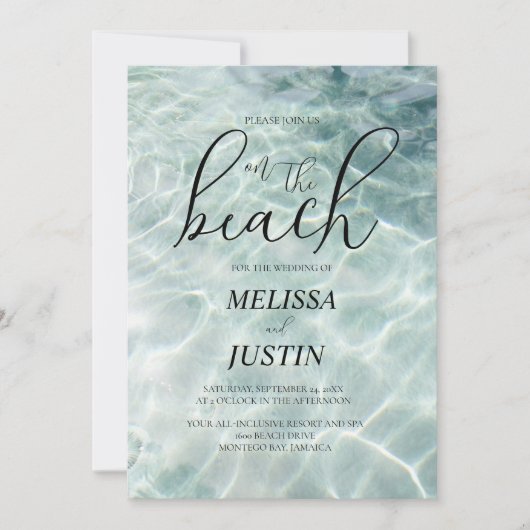 Carte de mariage de plage sur le thème de l'eau (Devant)