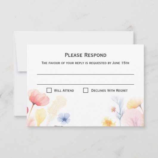 Carte de Mariage de réponse RSVP Floral (Devant)
