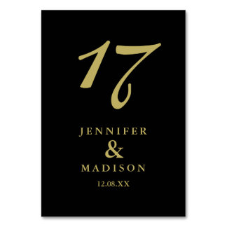 Carte de mariage de script en or noir personnalisé