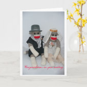 Carte de mariage de singe de chaussette (Fleur jaune)