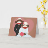 Carte de mariage de singe de chaussette (Bowty et (Fleur jaune)