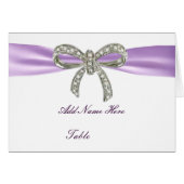 Carte de Mariage de table de Bow Diamond Violet (Devant Horizontal)