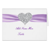 Carte de Mariage de table Diamond Heart Purple (Devant Horizontal)