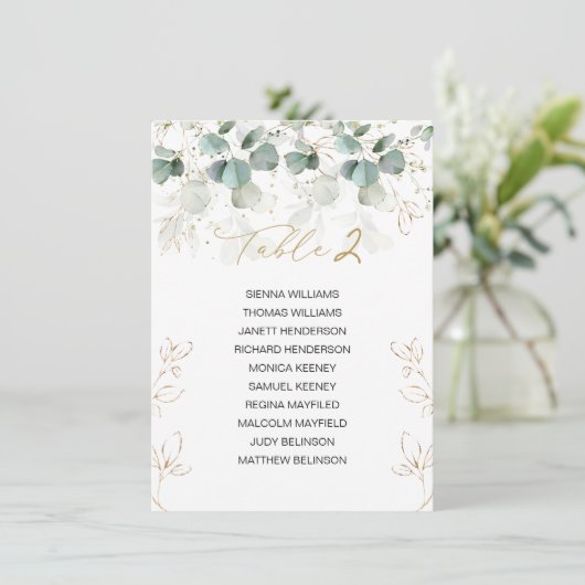 Carte de Mariage de table Eucalyptus (Debout devant)