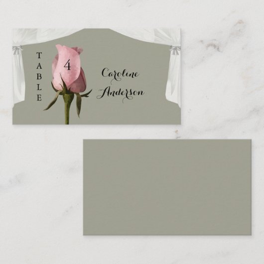 Carte de Mariage de table rose pâle (Devant / Derrière)