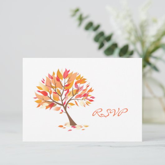 Carte de Mariage de thème d'automne RSVP (Debout devant)
