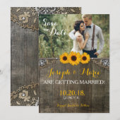 Carte de Mariage de tournesol rustique (Devant / Derrière)