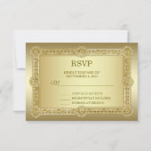 Carte de mariage décoratif or RSVP (Devant)